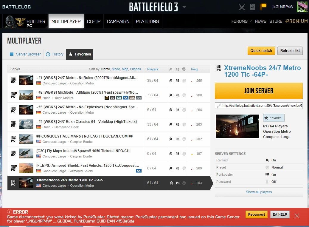 Why was I permanently banned by PunkBuster from Battlefield 4, for